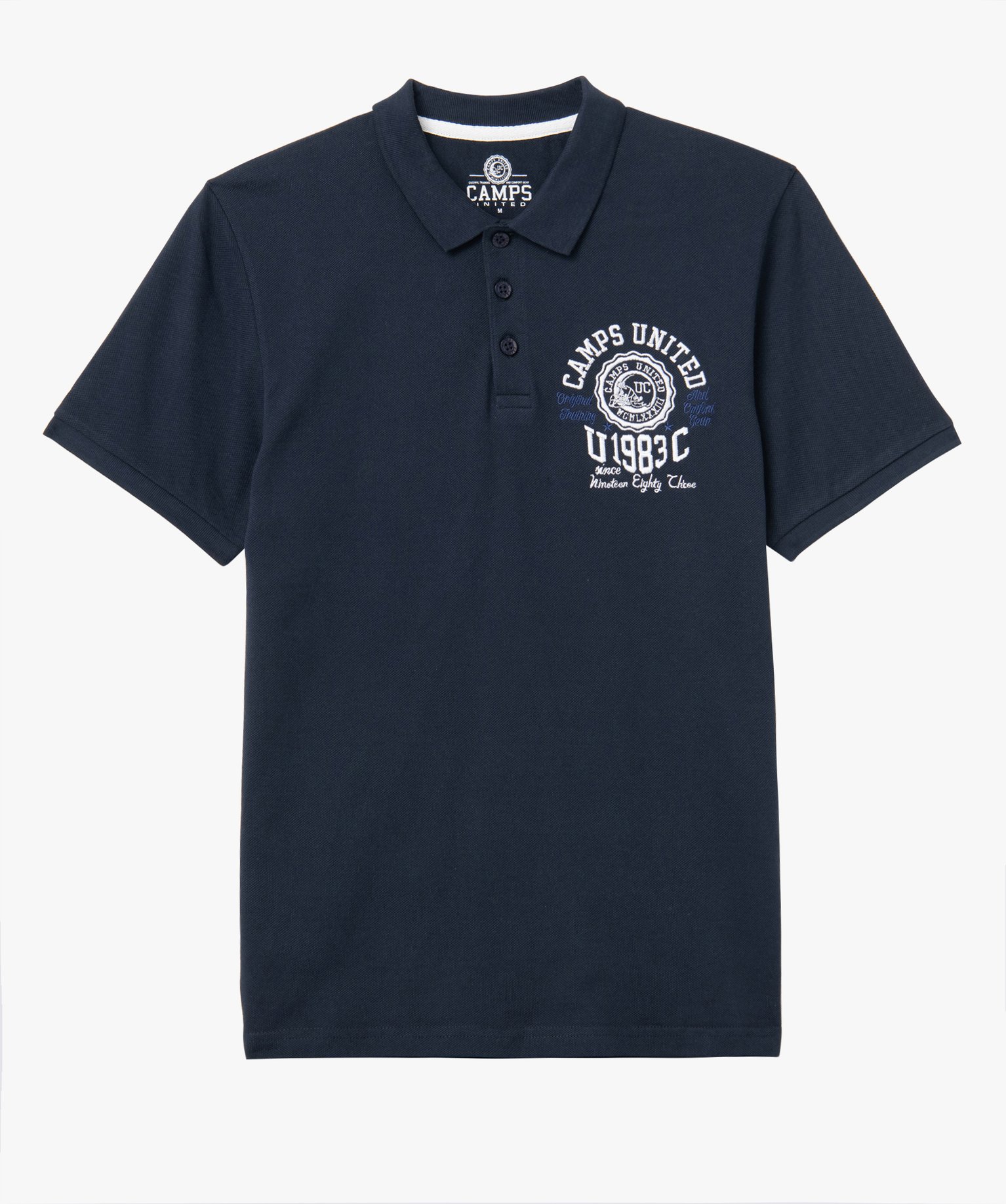 Polo homme en maille piquée à broderie - Camps United bleu fonce | GEMO
