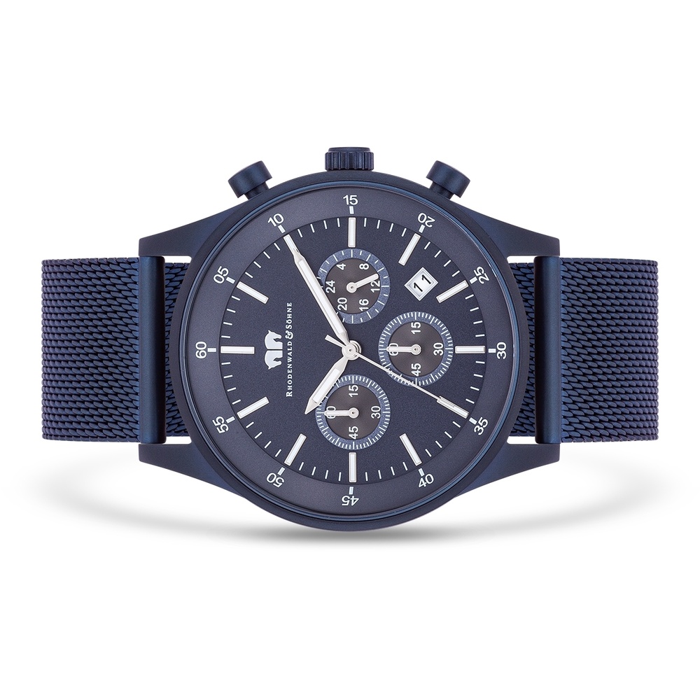 Rhodenwald & Söhne Chronographe Goodwill en Bleu Acier inoxydable en Bleu Montre