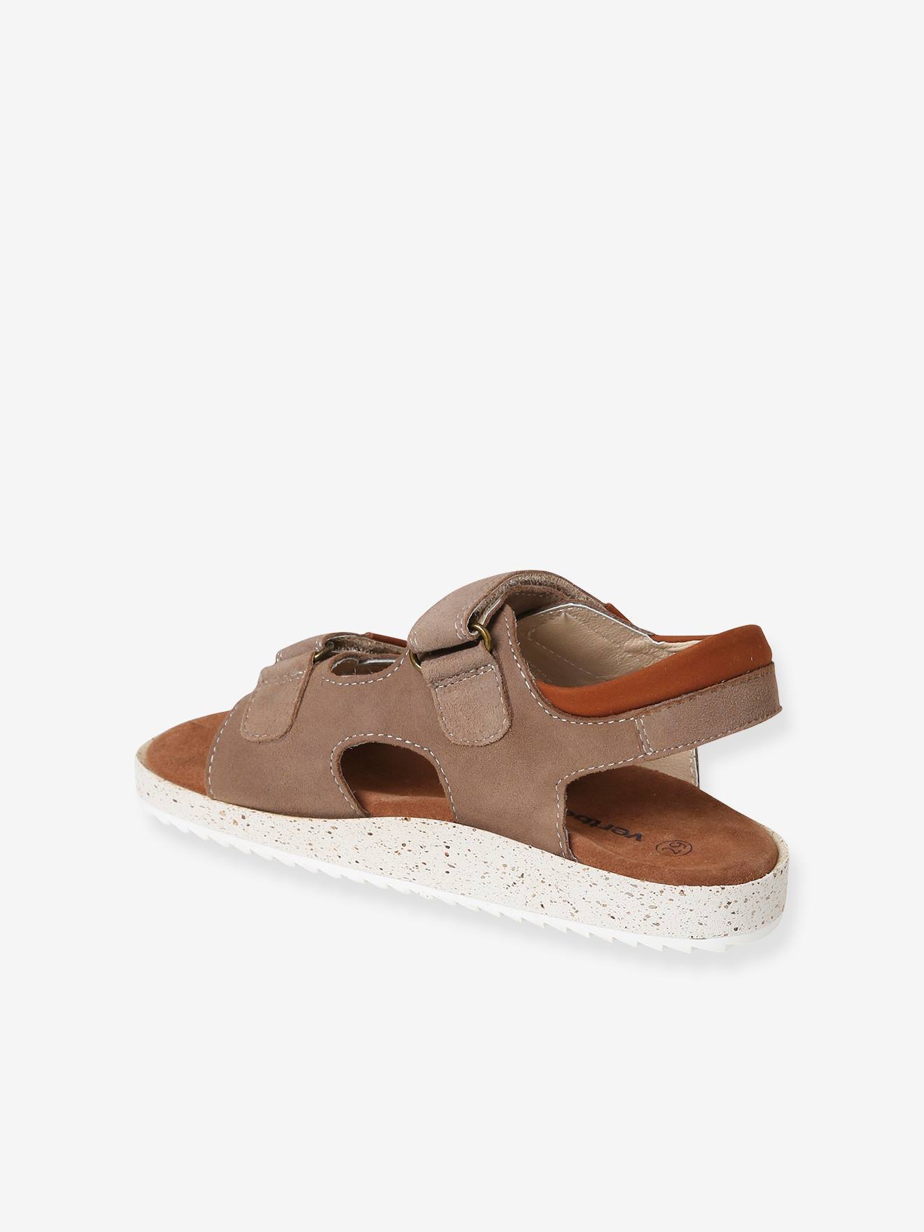 Sandales anatomiques cuir garçon taupe