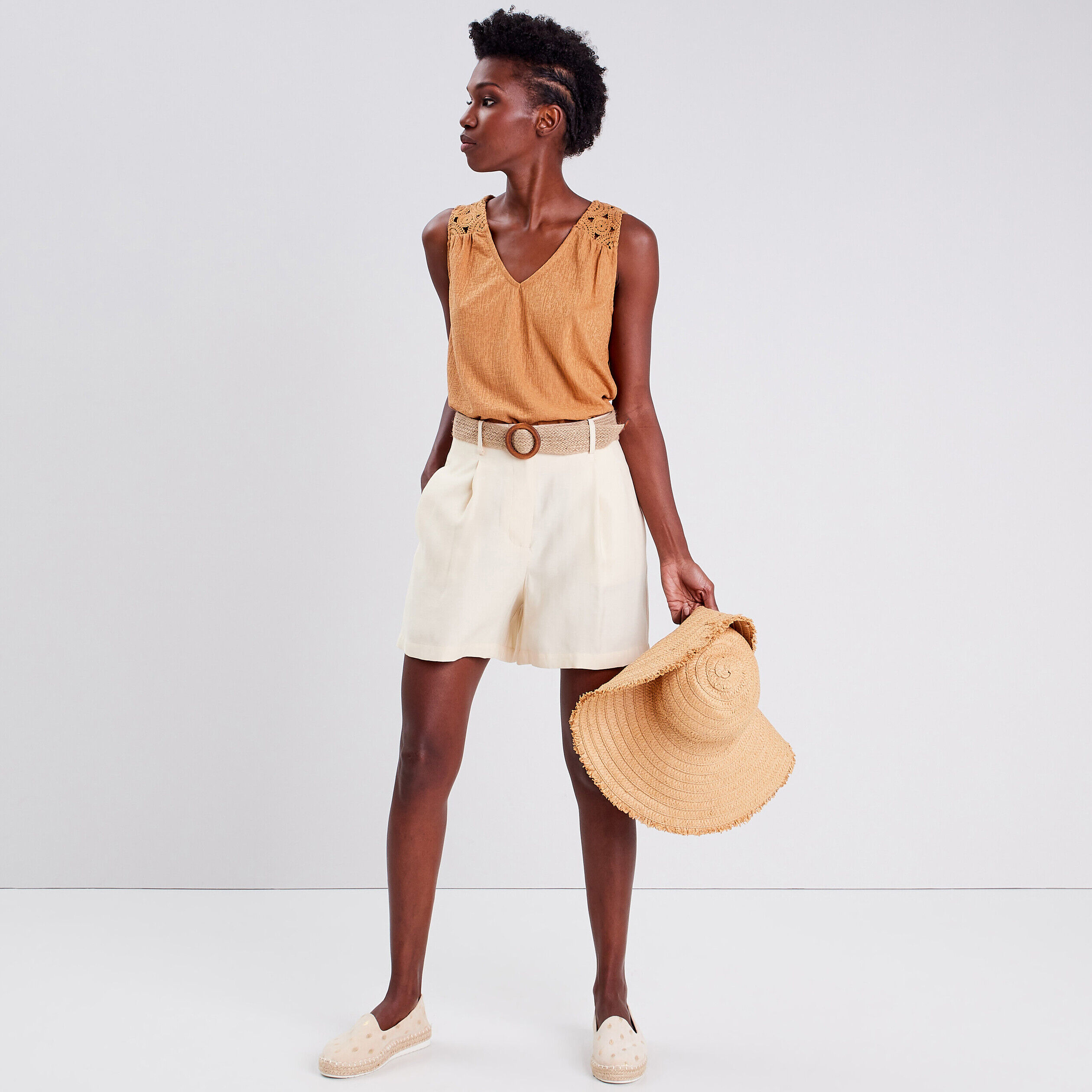 Débardeur bretelles larges beige femme | Cache Cache