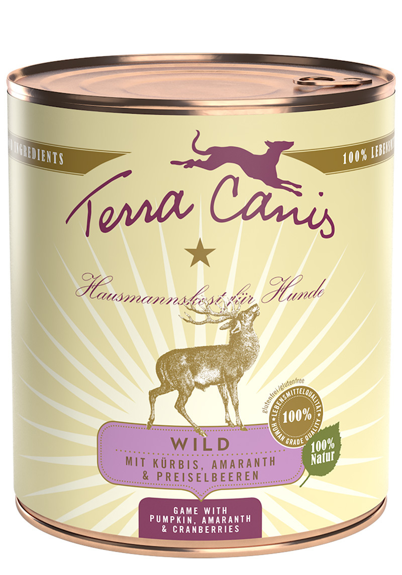 Terra Canis Hundenassfutter Terra Canis Classic Adult 6x800g Wild mit Kürbis, Vollkornnudeln & Preiselbeeren