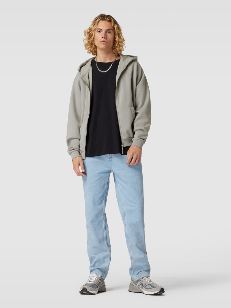 Sweatjacke mit Känguru-Tasche in mittelgrau