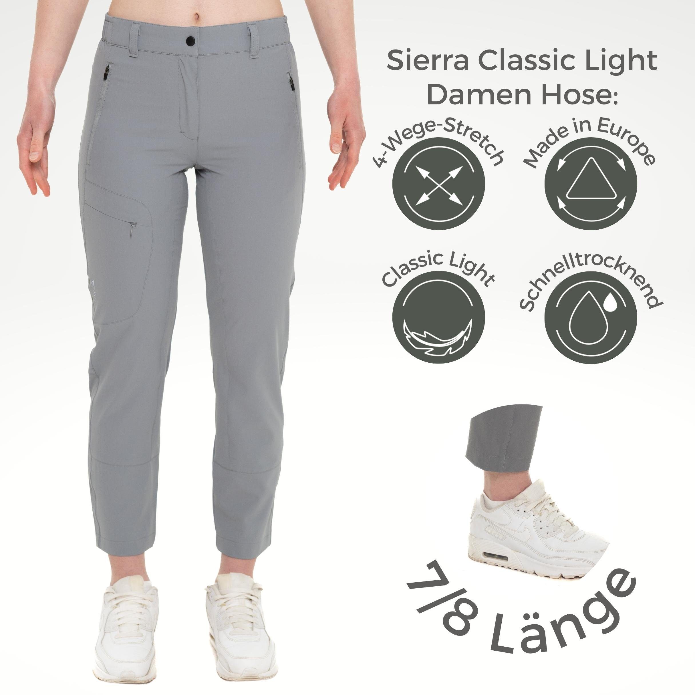Kaymountain Trekkinghose Damen Trekking Wander Outdoor Hose 7/8 Sierra Light Stone Grey 42