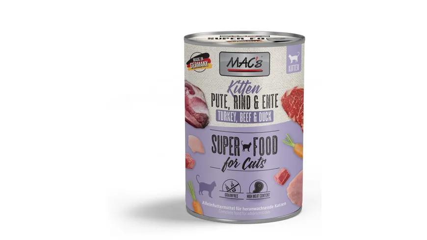 MAC's CAT Katzennassfutter Kitten Pute, Rind & Ente 400 g