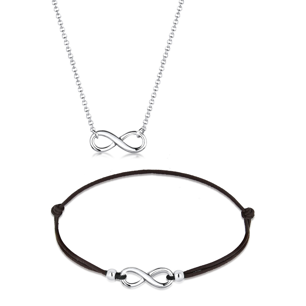 Elli Elli Ensemble de Bijoux Infinity Unendlich Verbundenheit 925 Silber Bijoux