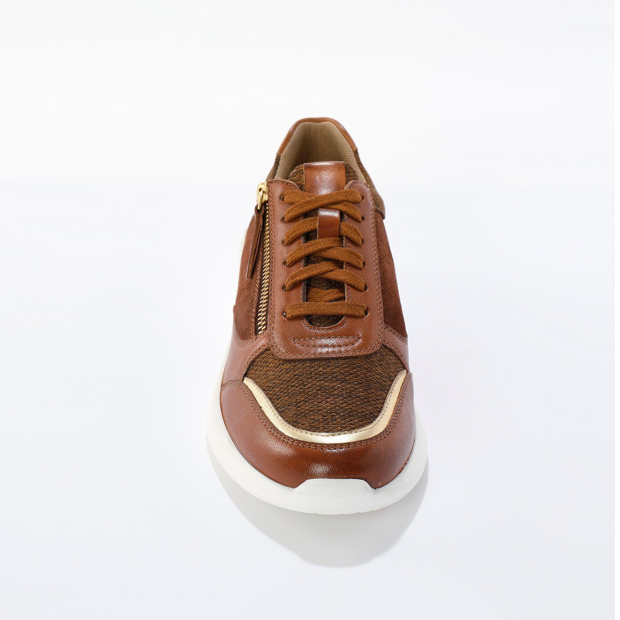 Baskets zippées à lacets en cuir