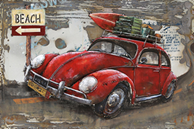 INTERIA Home&Living 3D Metallbild Auto mit Gepäck