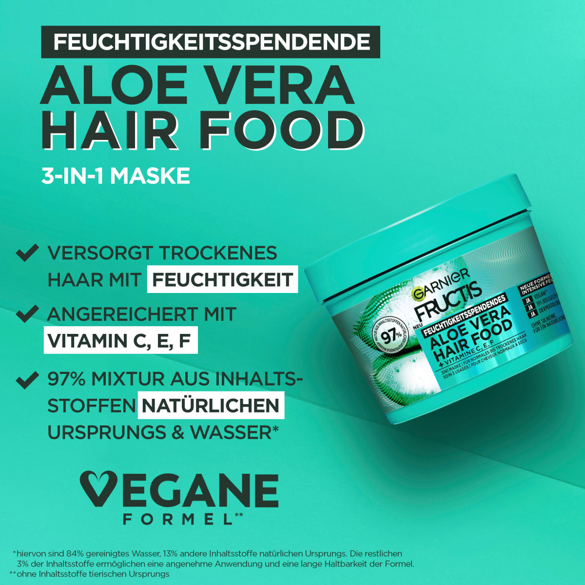 Haarkur Aloe Vera Hair Food 3in1 Maske, 400 ml