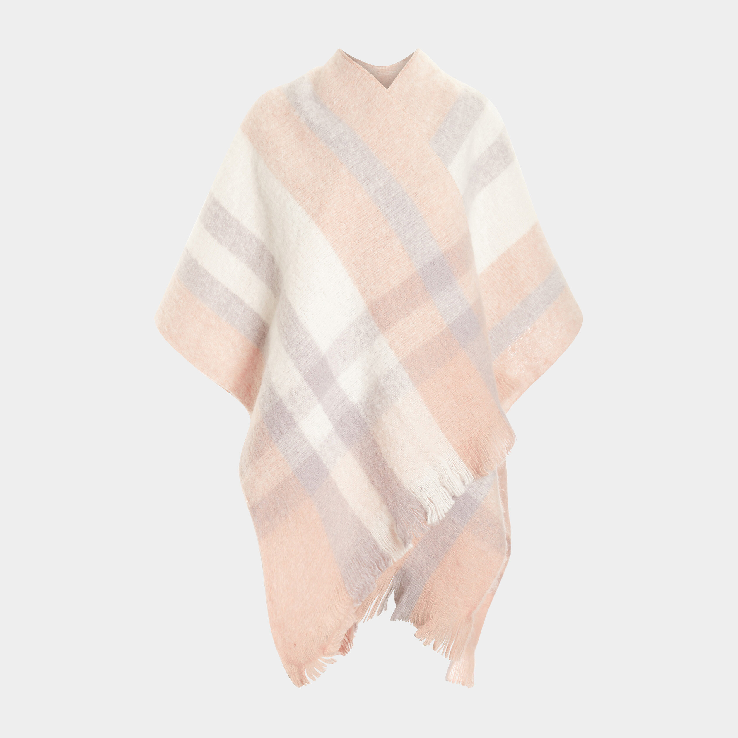 Poncho avec franges rose femme | La Halle