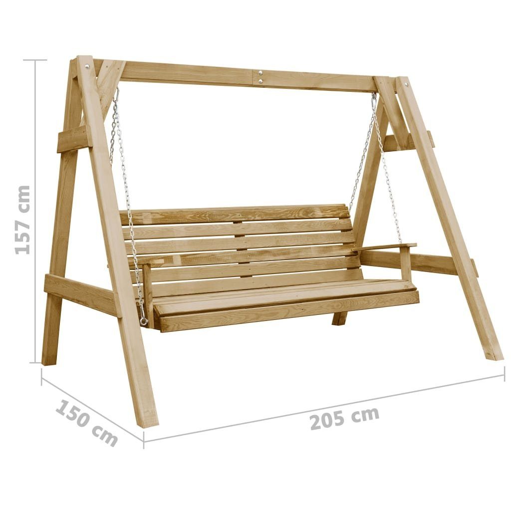 vidaXL Hollywoodschaukel Garten-Schaukelbank Imprägniertes Kiefernholz 205×150×157 cm, 1 tlg.