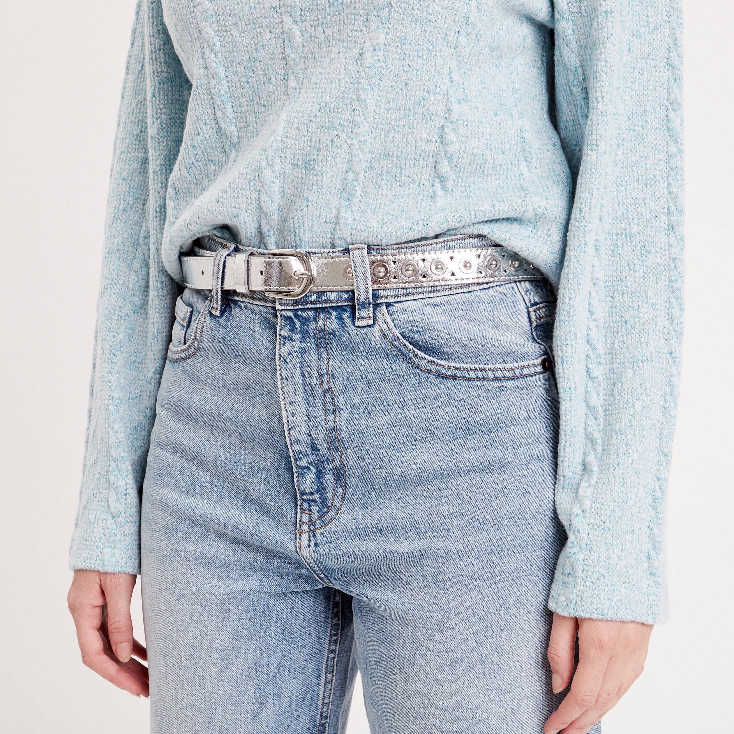 Ceinture cloutée gris argent femme | Cache Cache