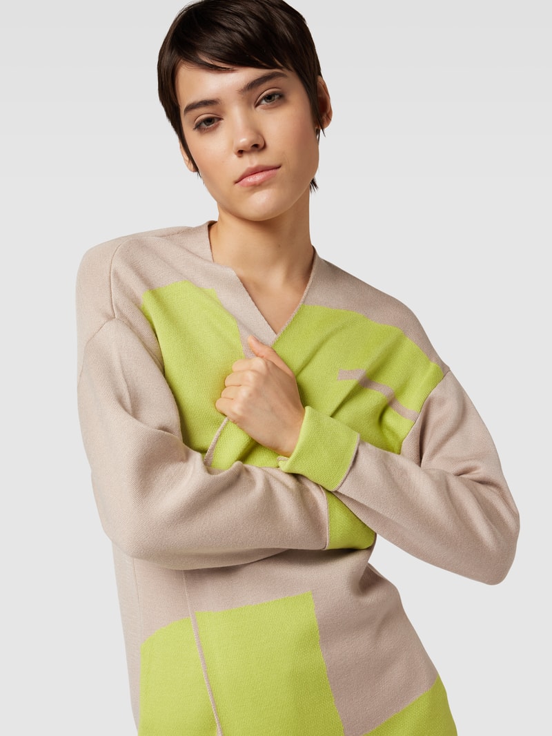 Longcardigan mit Statement-Schriftzug in apfelgrün
