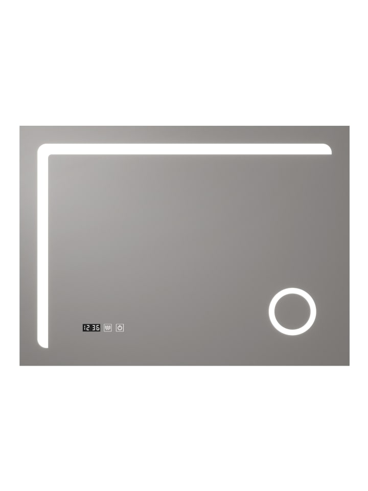 pro.tec LED-Badezimmerspiegel Chambave in Silber (H)70cm (B)100cm günstig kaufen onesize