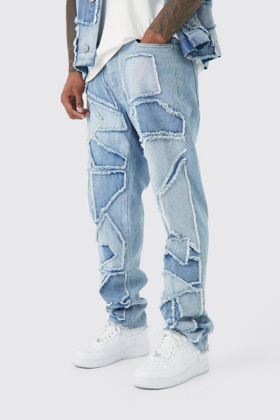 Locker zerrissene Patchwork Jeans