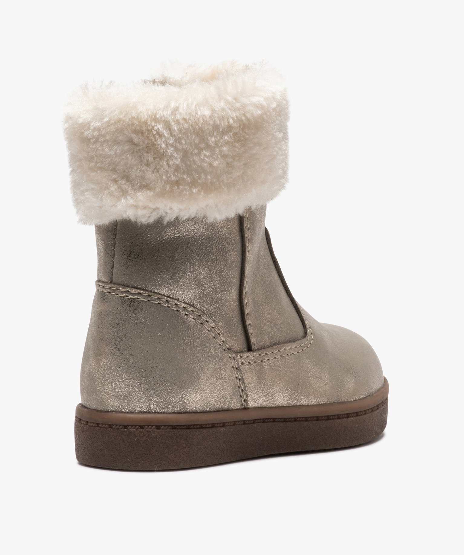 Boots fourrées bébé fille zippées dessus métallisé | GEMO