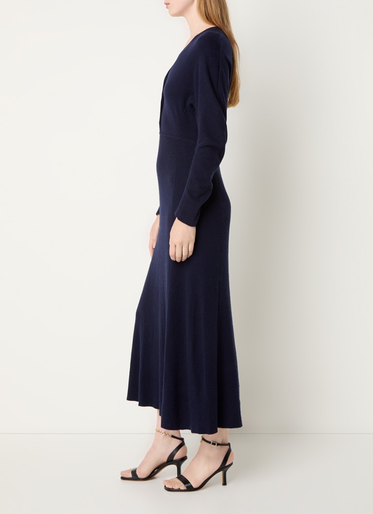 Vestido túnica midi de Maje en punto acanalado y mezcla de lana.