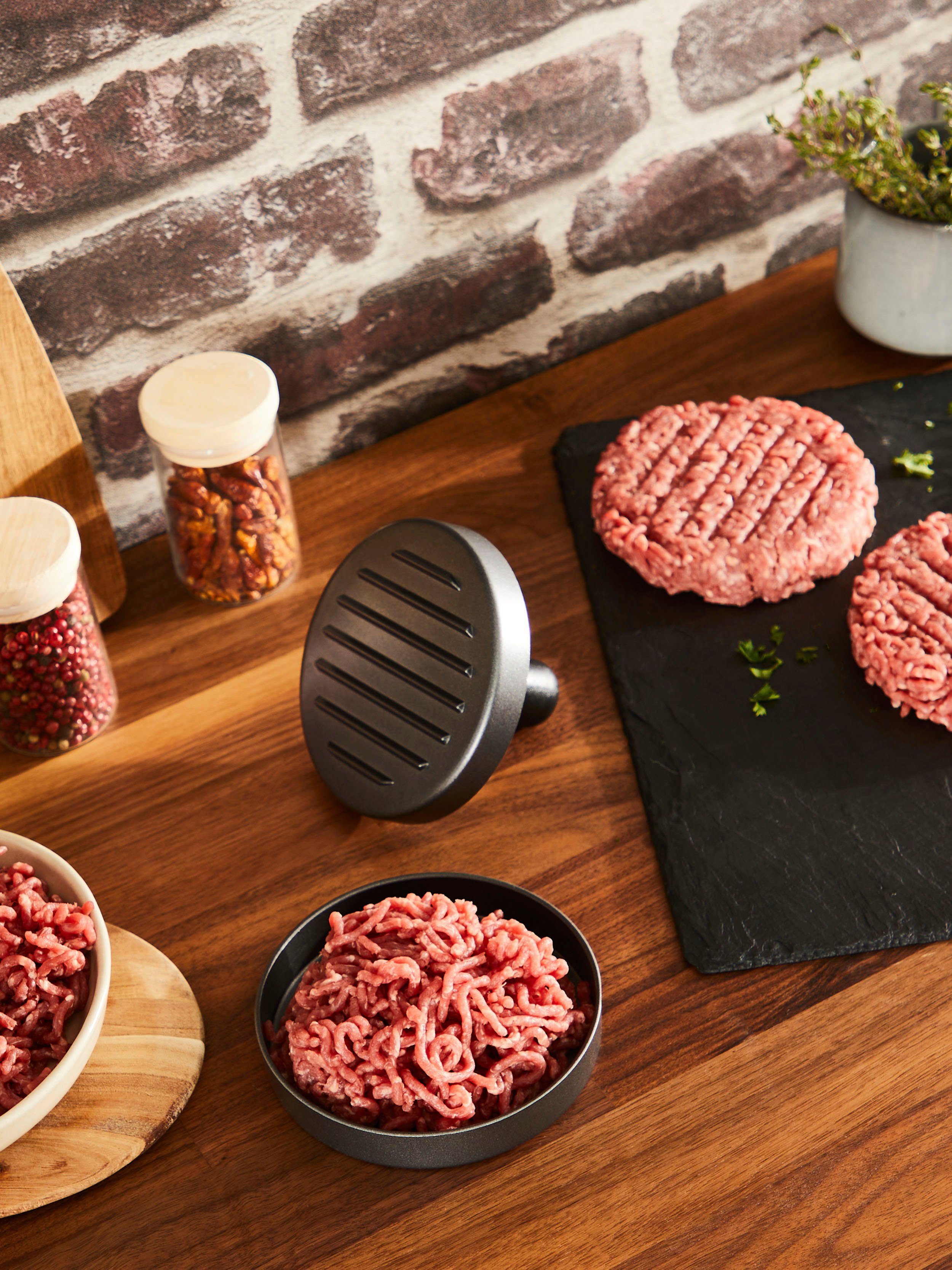 Tefal Burgerpresse K18511, Aluminiumguss, (Hamburger-Presse) für perfekte Fleisch-, Fisch- & Veggie-Burger