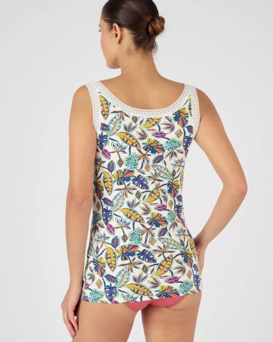Débardeur Essential en coton extensible, orné de dentelle