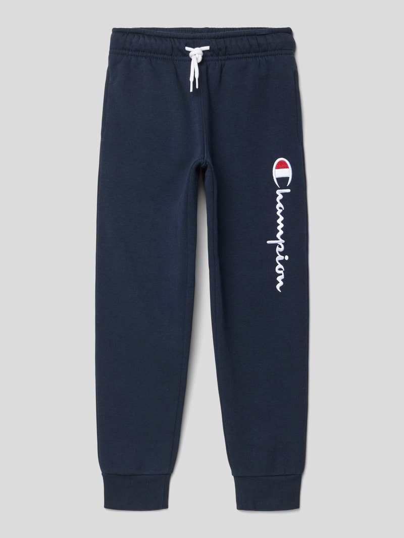 Sweatpants mit Label-Stitching in marineblau