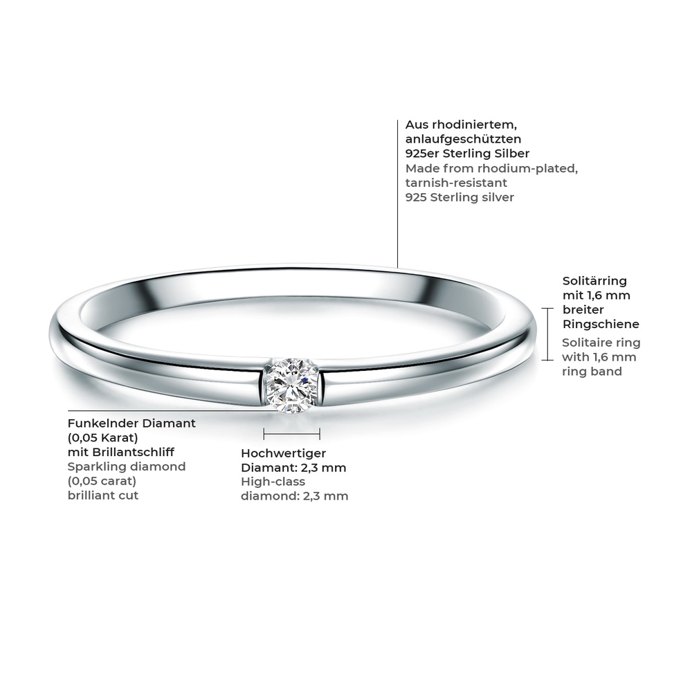 Trilani Bague en diamant Argent sterling Diamant en Argent Bague