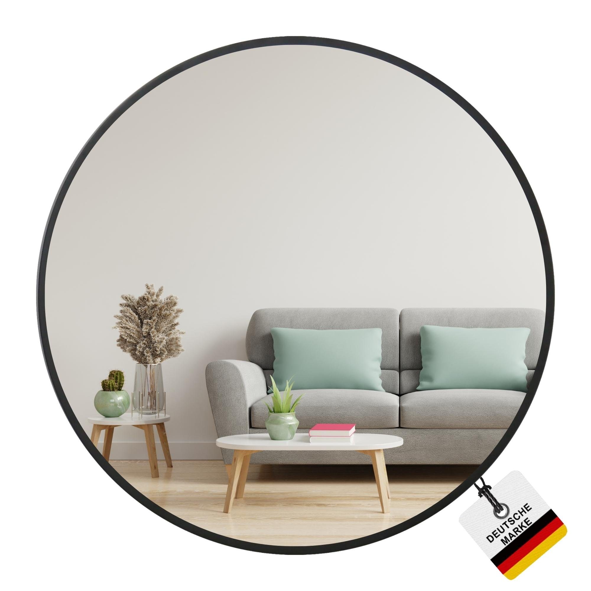 Albatros International Spiegel Albatros Spiegel rund schwarz mit Metallrand, 50cm Durchmesser, für Wohnzimmer, Badezimmer, Flur, Schlafzimmer, groß, Wand