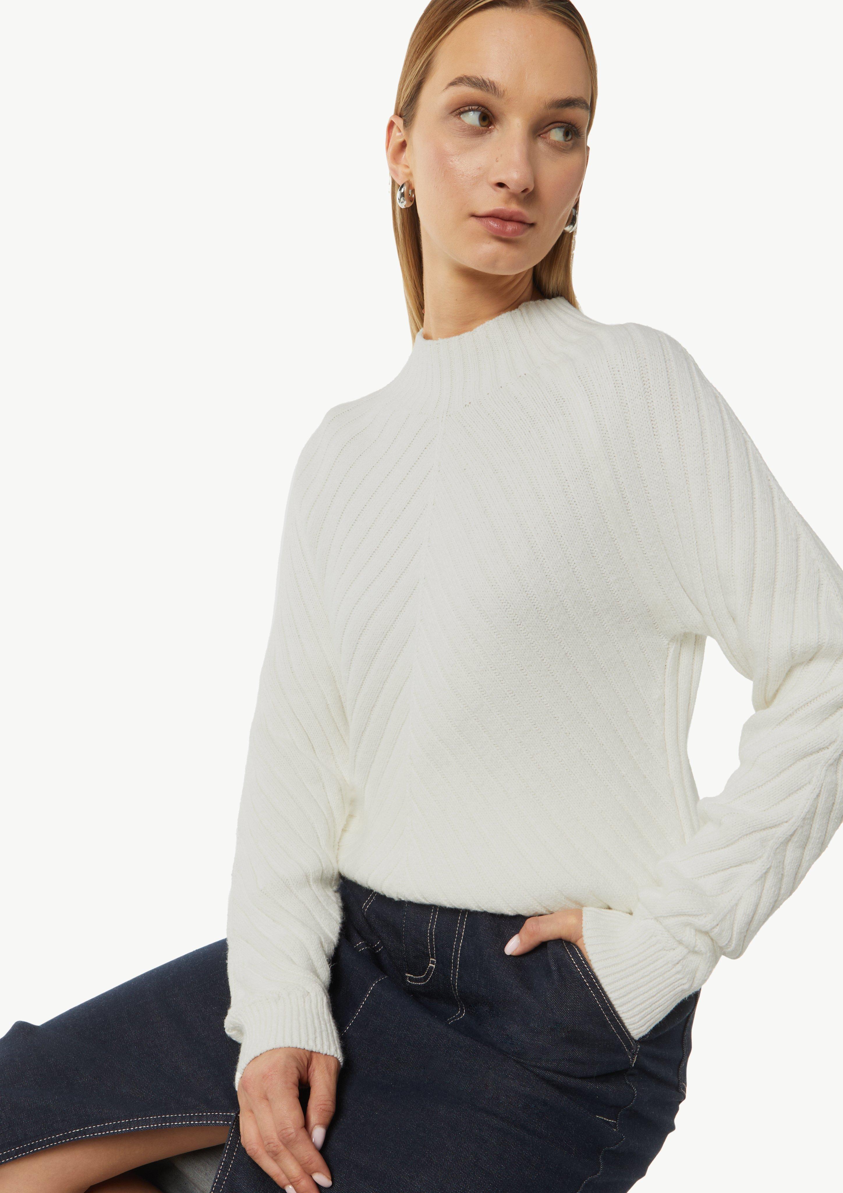 Pullover mit Strickmuster aus Baumwollmix - weiß
