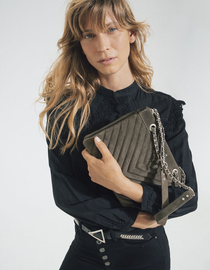 Sac pochette 1440 REPORTER KAKI motif chevron femme