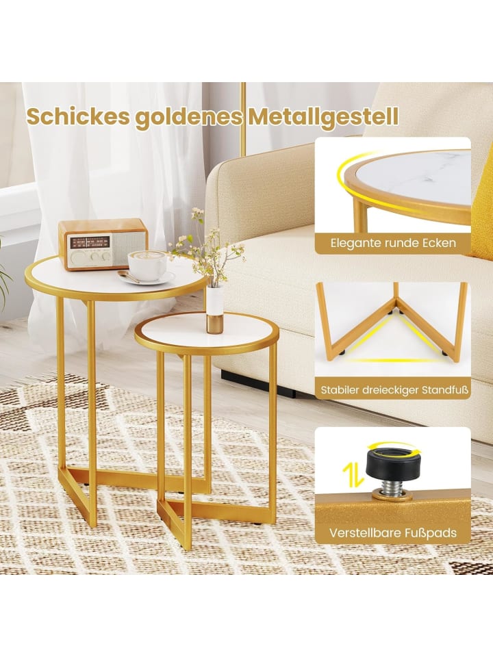 COSTWAY 2er Set Couchtisch in Weiß günstig kaufen onesize