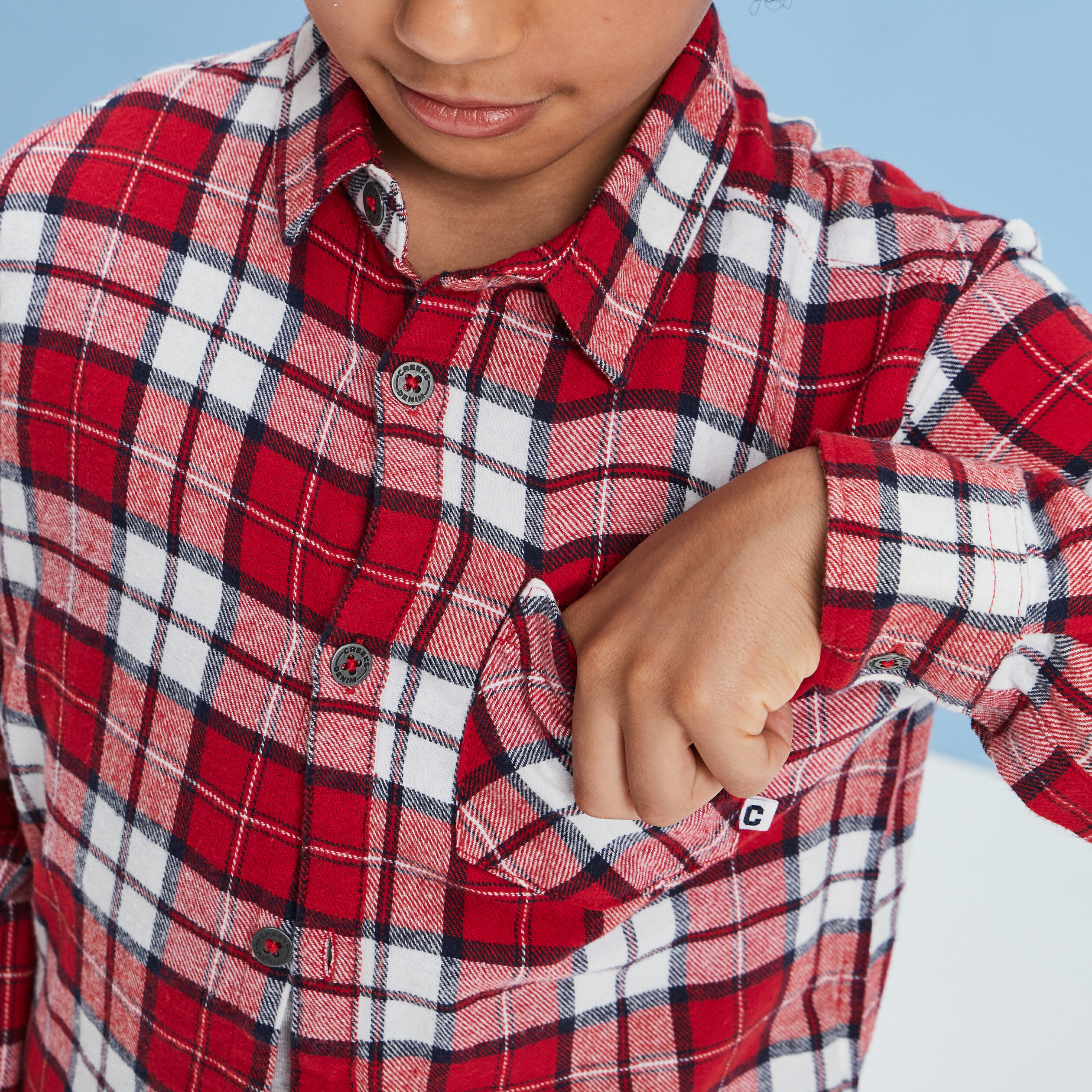 Chemise manches courtes Creeks rouge garçon | La Halle
