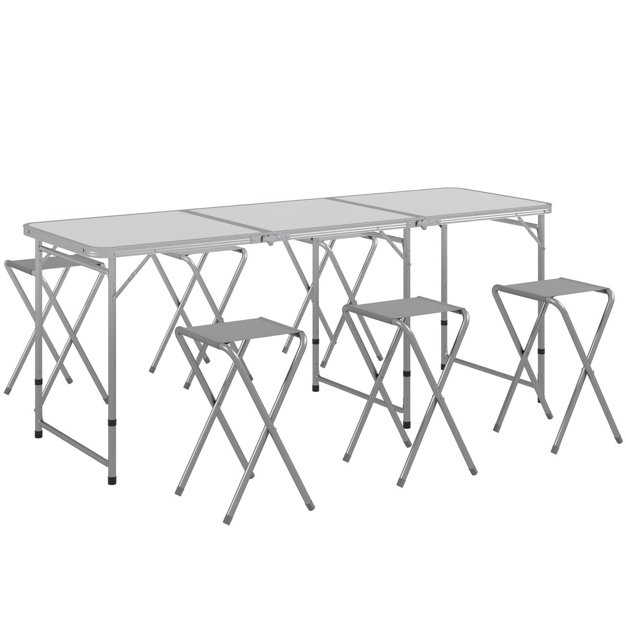 Outsunny Campingtisch Set, 180 x 60 cm Klapptisch mit 6 Stühlen für Picknick