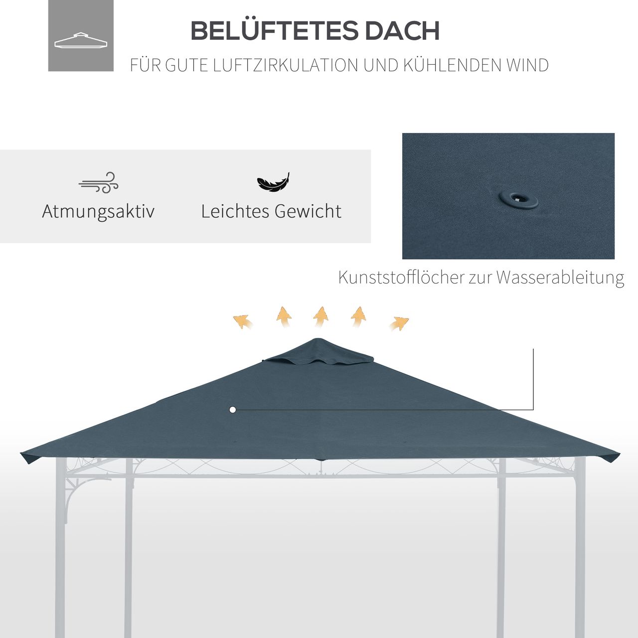 Outsunny Pavillondach Ersatzdach Pavillonabdeckung Polyester Grau 3x3m