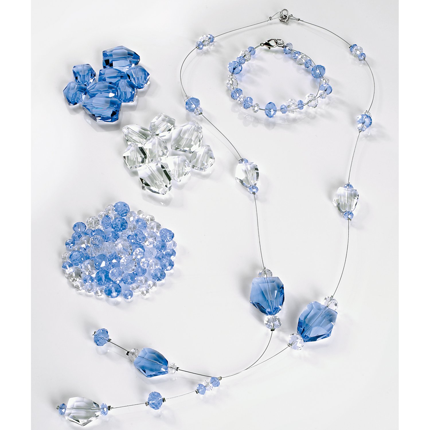 Glasperlen, hellblau-transparent, 80 Stück