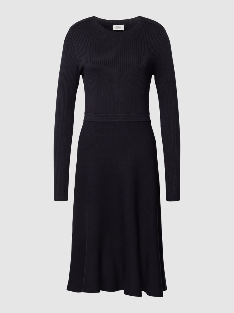 Knielanges Strickkleid aus Viskosemischung in marineblau