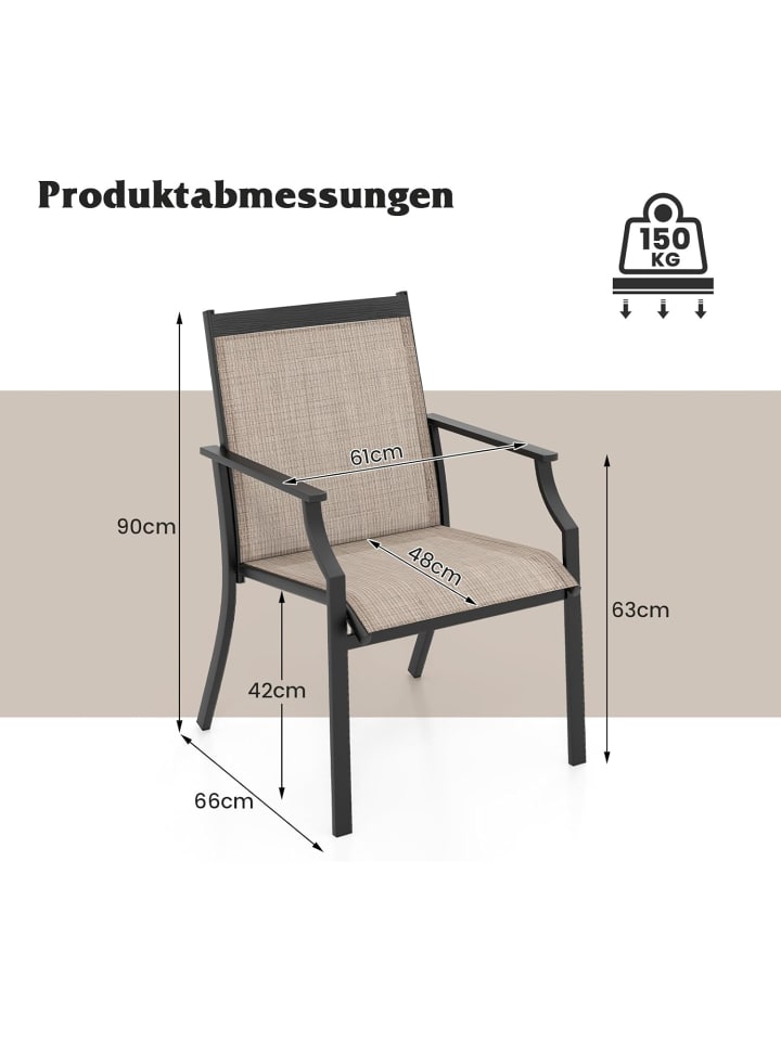 COSTWAY 2er Set Gartenstühle in Braun günstig kaufen onesize
