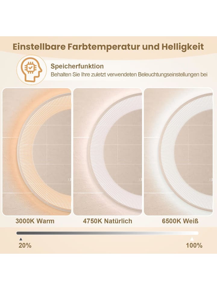 COSTWAY LED-Badspiegel 60cm in Silber günstig kaufen onesize