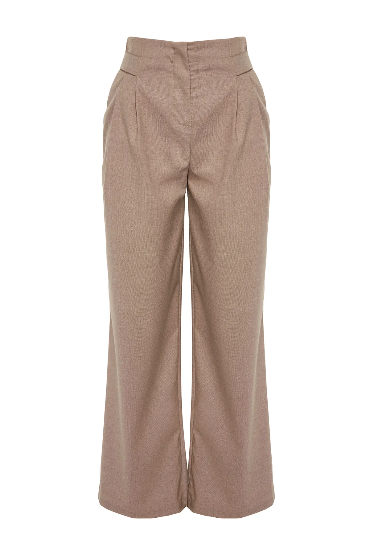 Trendyol Collection  Beige gewebte Hose mit weitem Bein TWOAW24PL00129