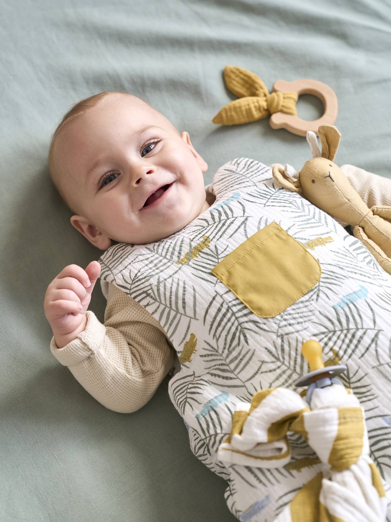 Gigoteuse sans manches en gaze de coton TREK Oeko-Tex® blanc imprimé