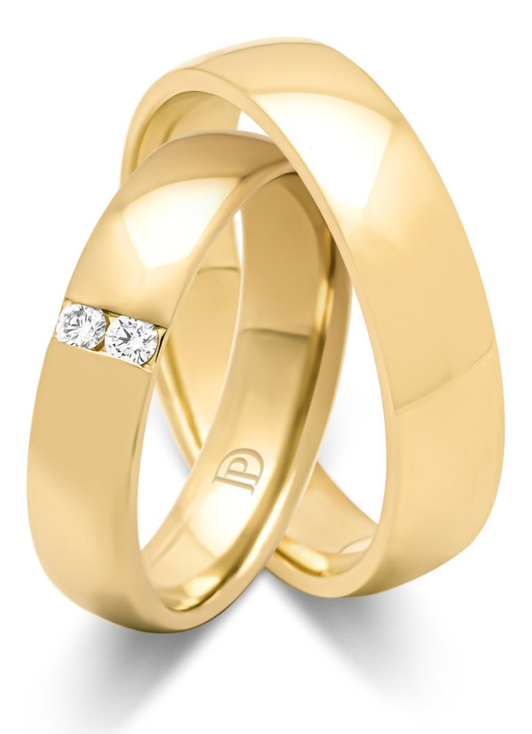 Diamond Point Yellow Gold Wedding Ring