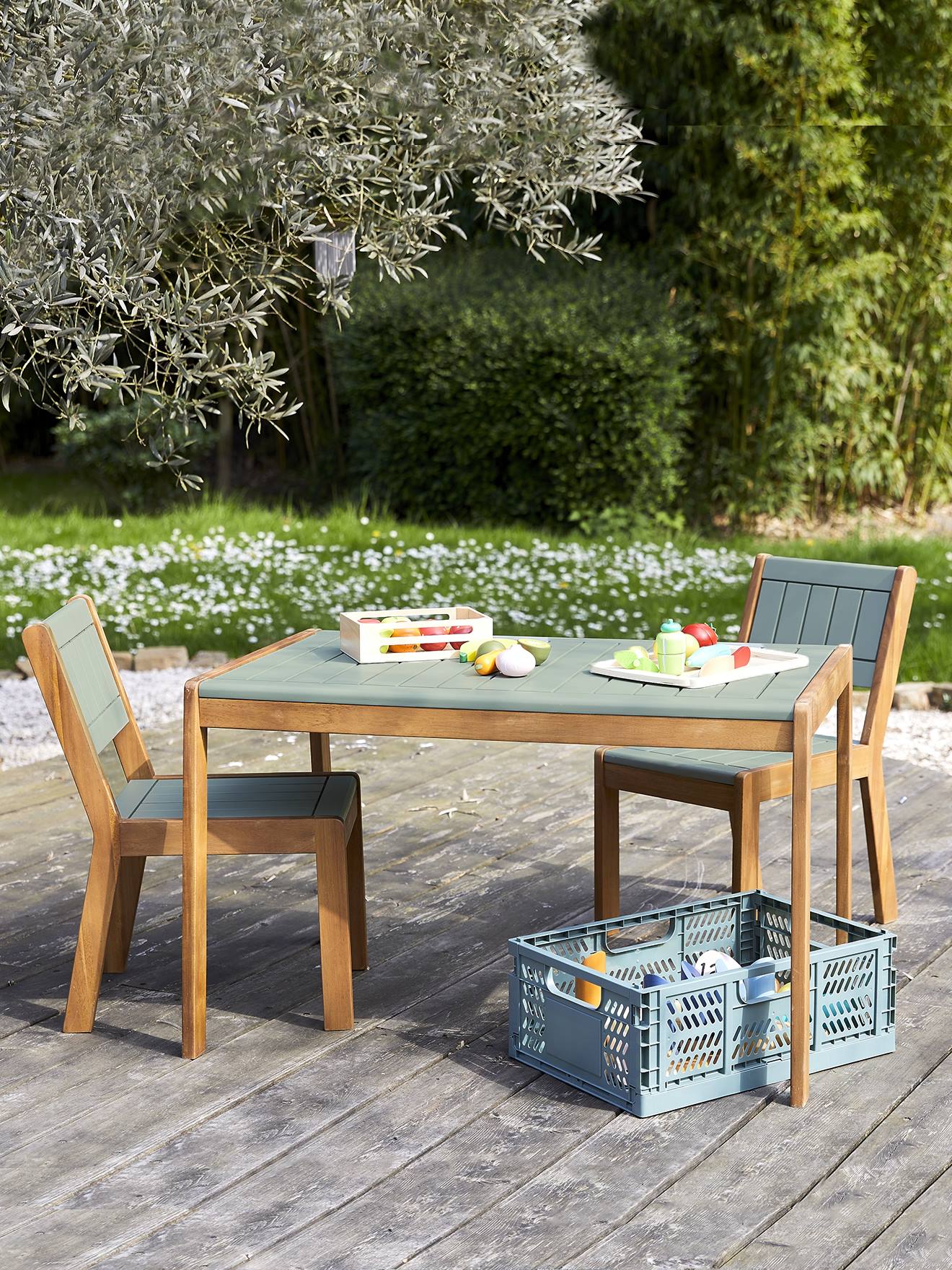 Vertbaudet Kinder Outdoor-Tisch SUMMER - khaki
