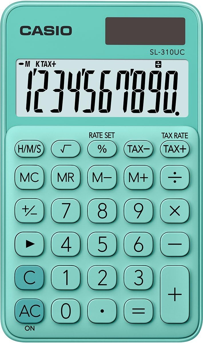 Casio SL-310UC - Taschenrechner, 10-stellig, in zehn Farbvarianten Grün