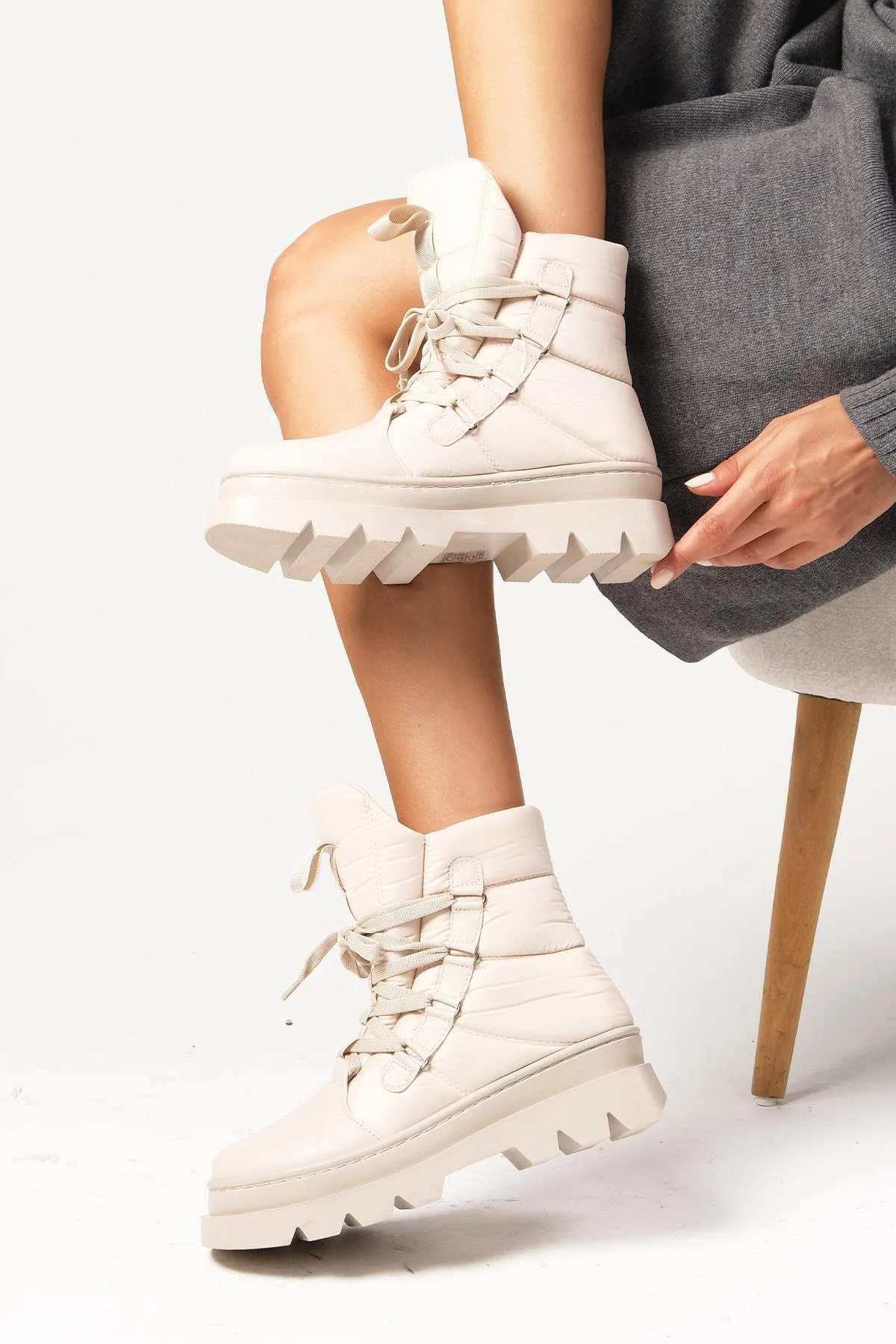 Mio Gusto  Stiefelette - Beige - Flacher Absatz
