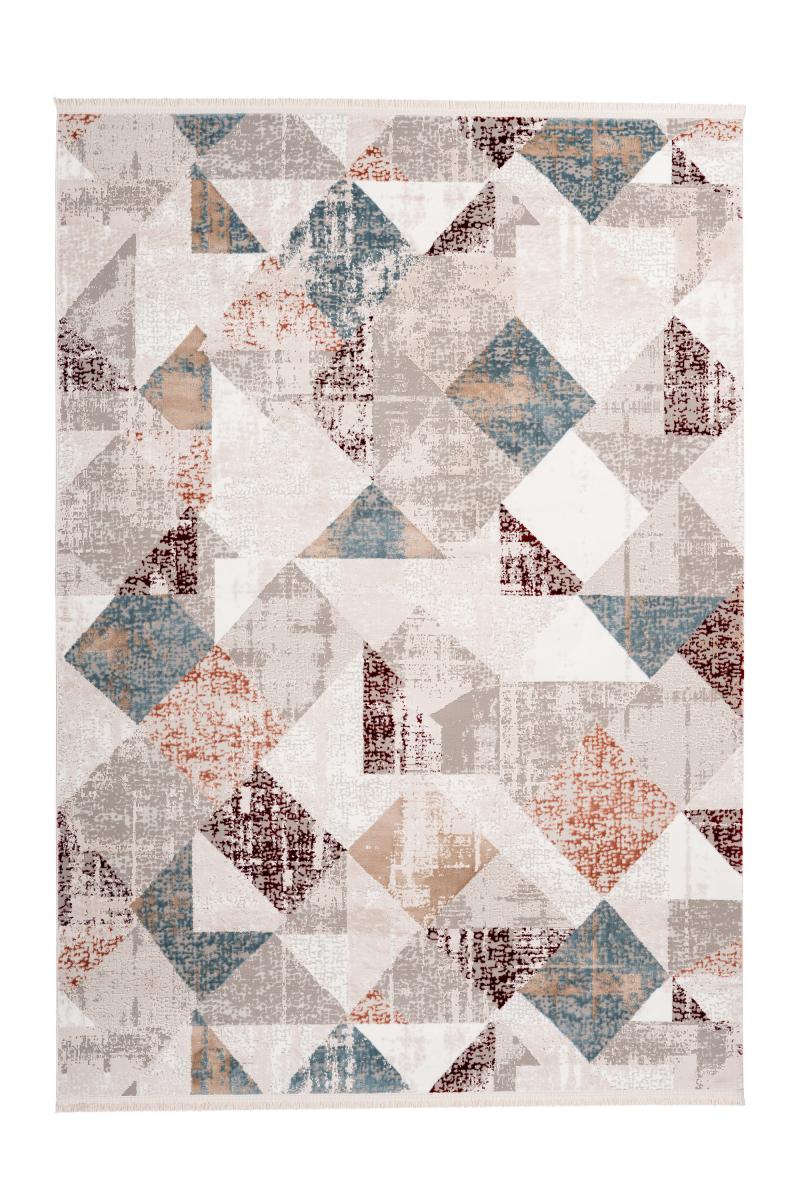 megusta Fransenteppich Grau / Lachsrosa 120cm x 180cm
