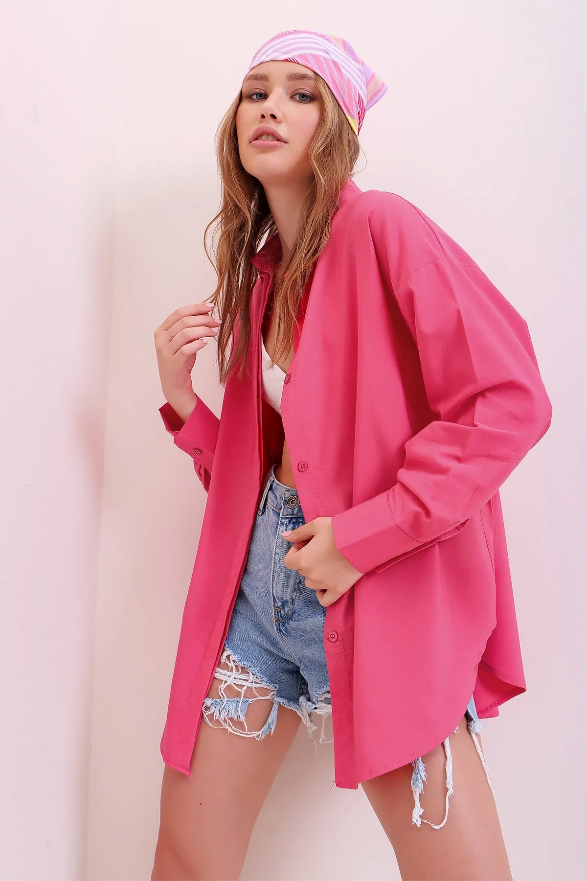 Trend Alaçatı Stili  Hemd - Rosa - Relaxed Fit