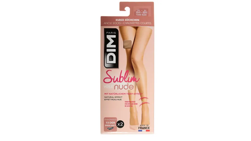 DIM Damen Söckchen Sublim Nude 15 DEN 2er Pack nude ivoire