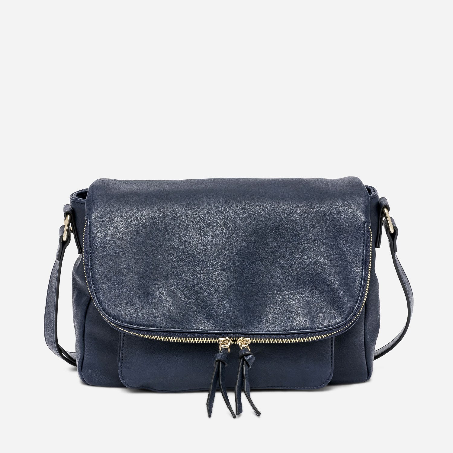 Sac besace marine avec rabat zippé