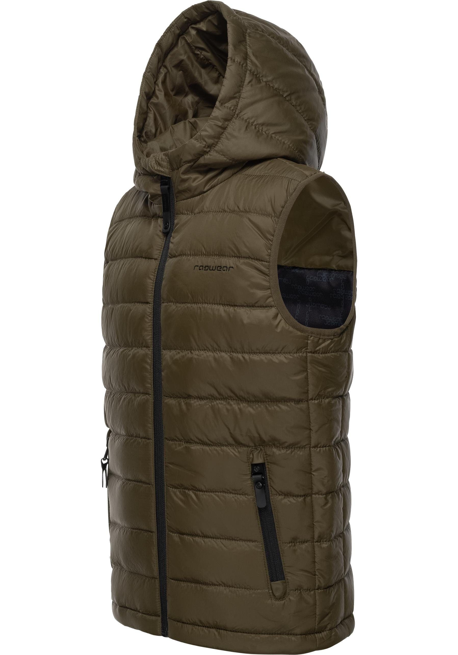 Ragwear Steppweste Semmy sportliche, gesteppte Jungen Outdoor-Weste mit Kapuze