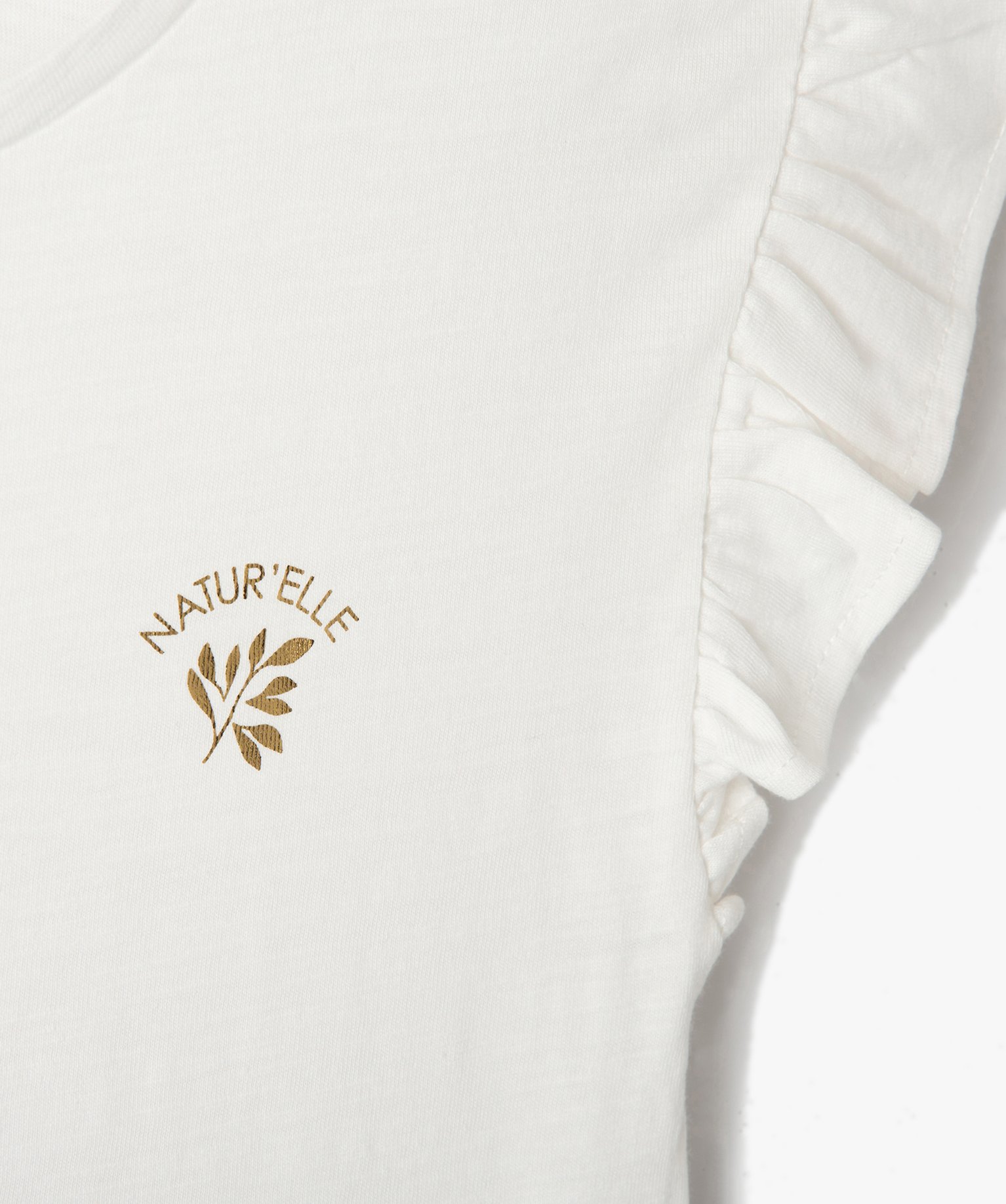 Tee-shirt fille à manches courtes avec volants ecru | GEMO