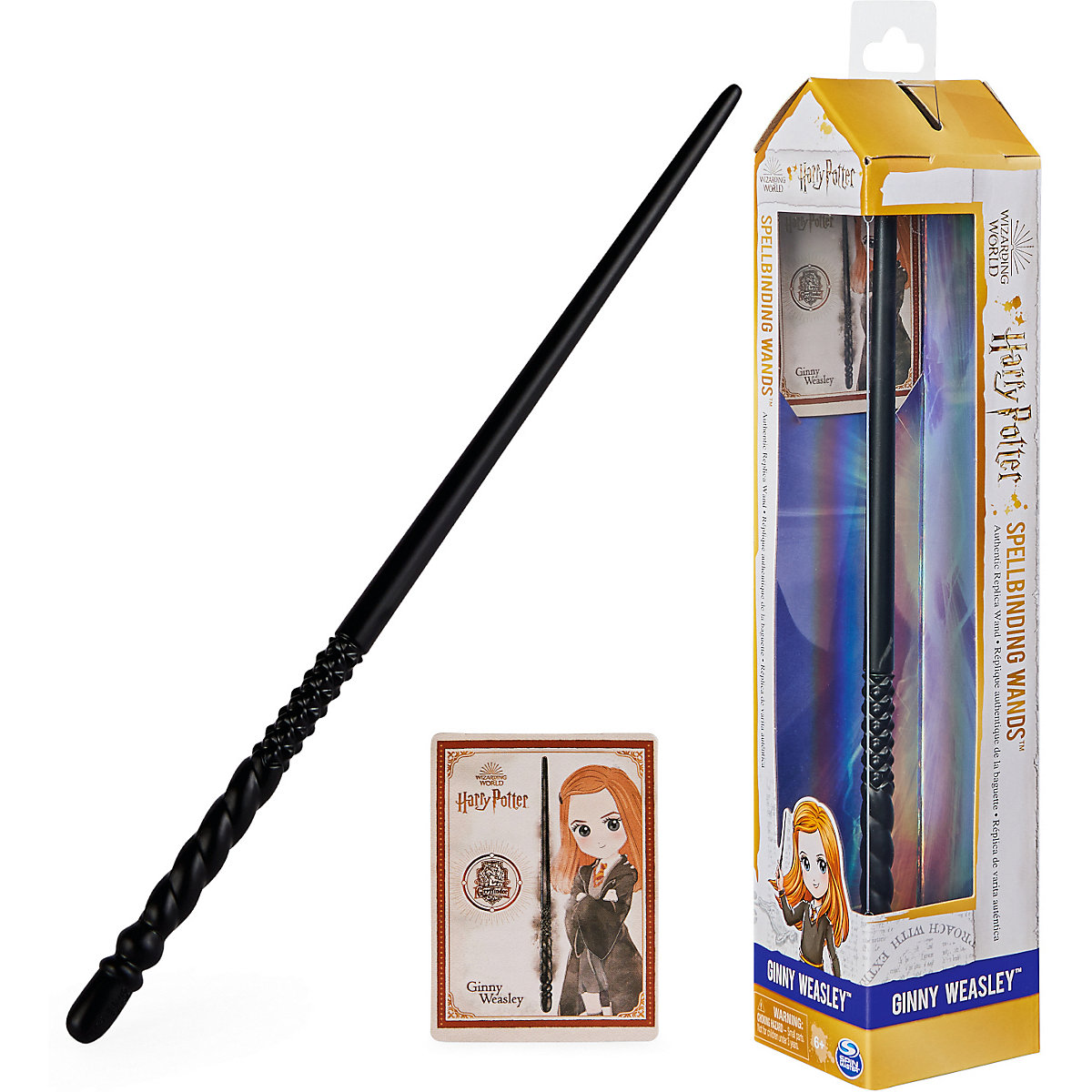 Wizarding World Harry Potter - Authentischer Ginny Weasley Zauberstab aus Kunststoff mit Zauberspruch-Karte, ca. 30,5 cm