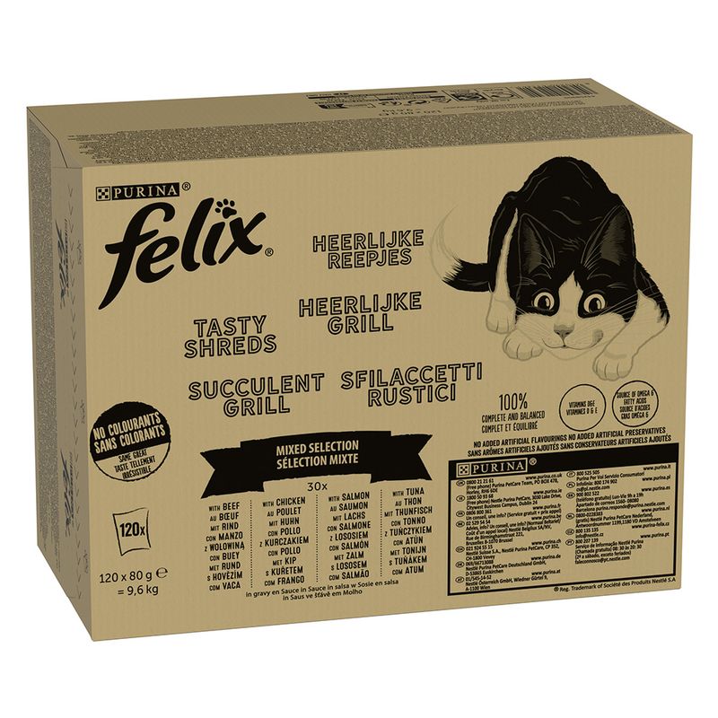 Jumbopack Felix Tasty Shreds Pouches 120 x 80 g