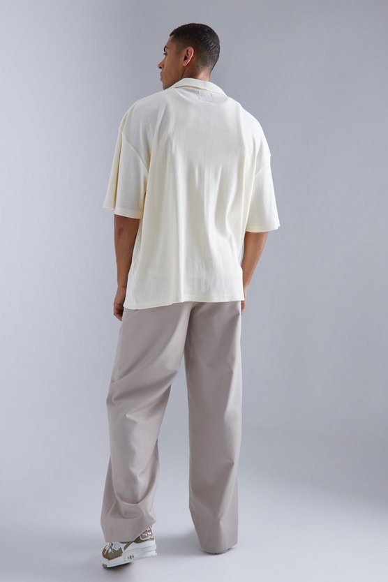 Kurzärmliges geripptes Oversize Jersey-Hemd